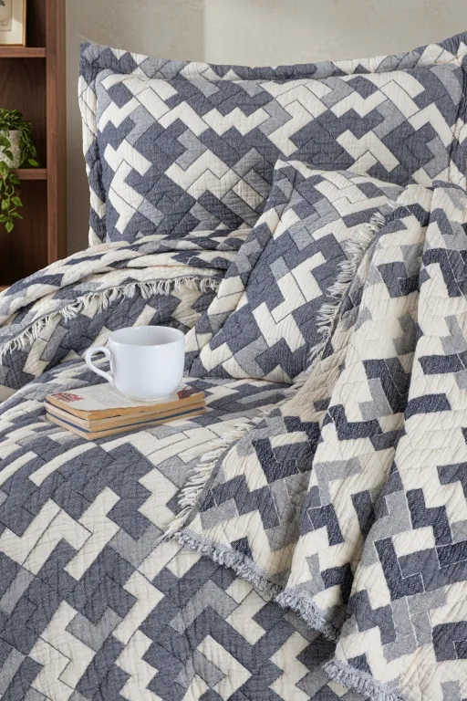 Муслінове покривало з наволочками Blooming. Rodya Denim 240 × 260 см (євро) Синій від First Choice - Зображення 2