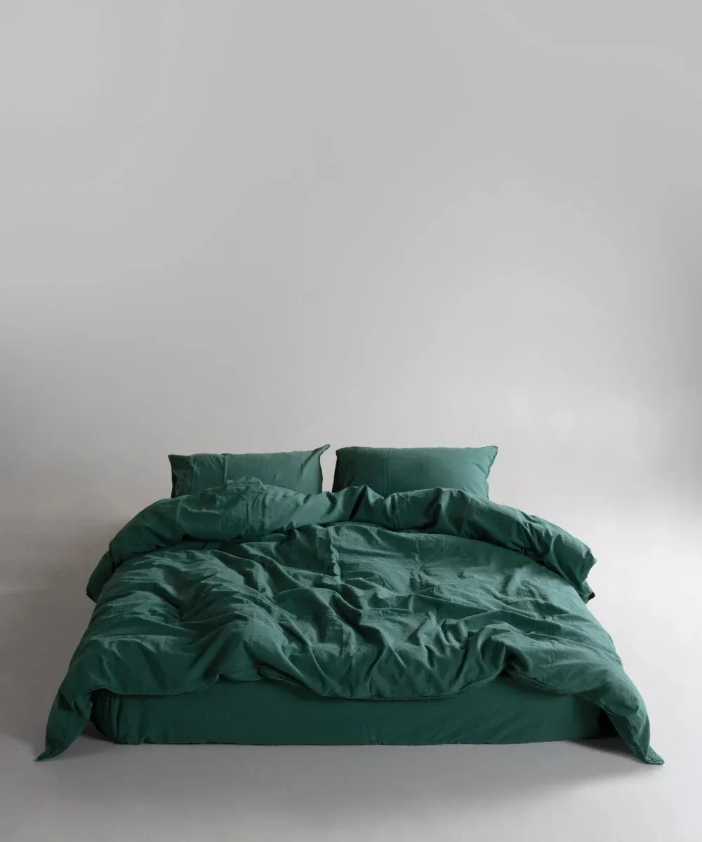 Постільна білизна Stonewashed Ranforse 200 × 220 см (євро) Dark Green від Limasso