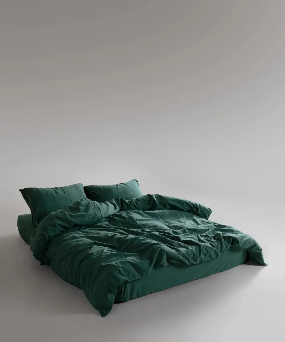 Постільна білизна Stonewashed Ranforse 200 × 220 см (євро) Dark Green від Limasso - Зображення 2
