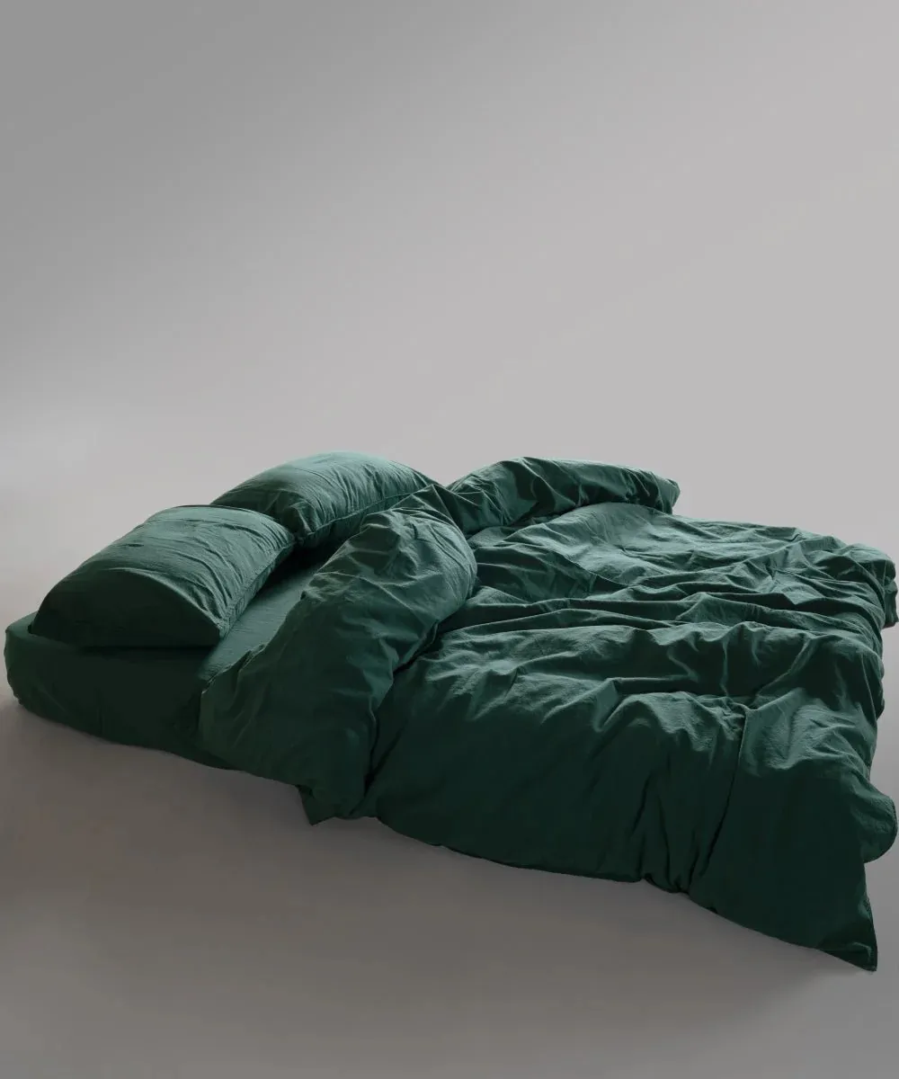 Постільна білизна Stonewashed Ranforse 200 × 220 см (євро) Dark Green від Limasso - Зображення 3