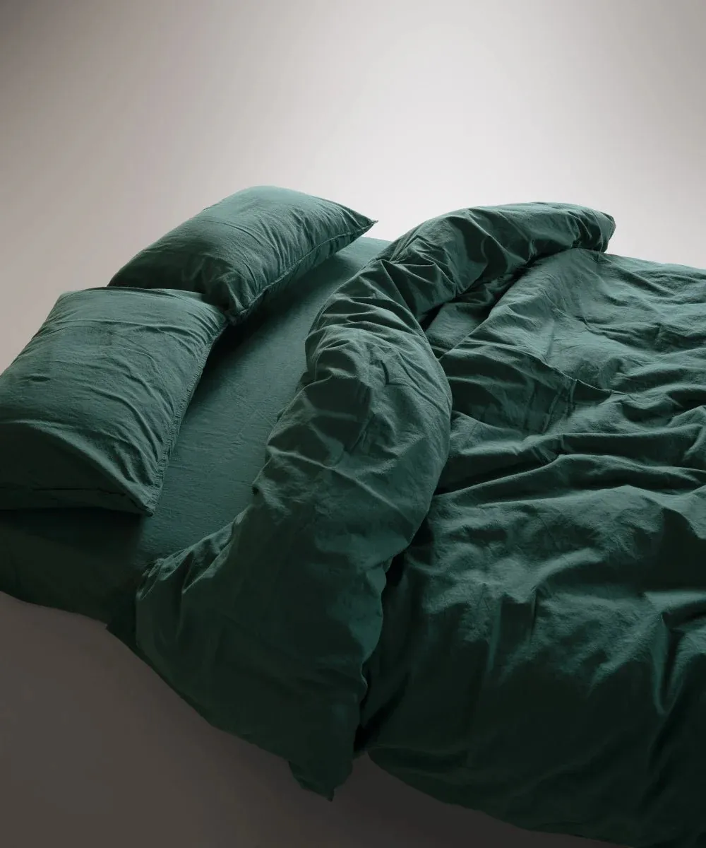 Постільна білизна Stonewashed Ranforse 200 × 220 см (євро) Dark Green від Limasso - Зображення 4