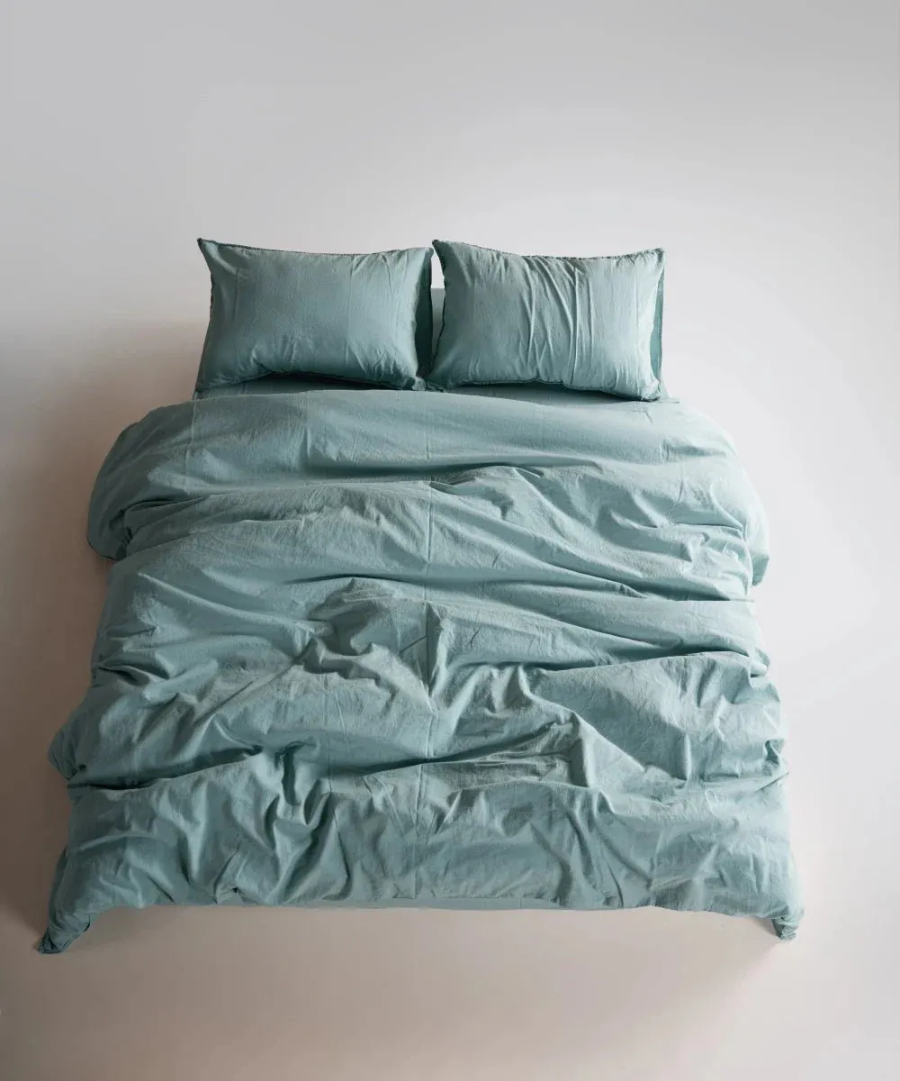 Постільна білизна Stonewashed Ranforse 200 × 220 см (євро) Mineral Blue від Limasso - Зображення 2