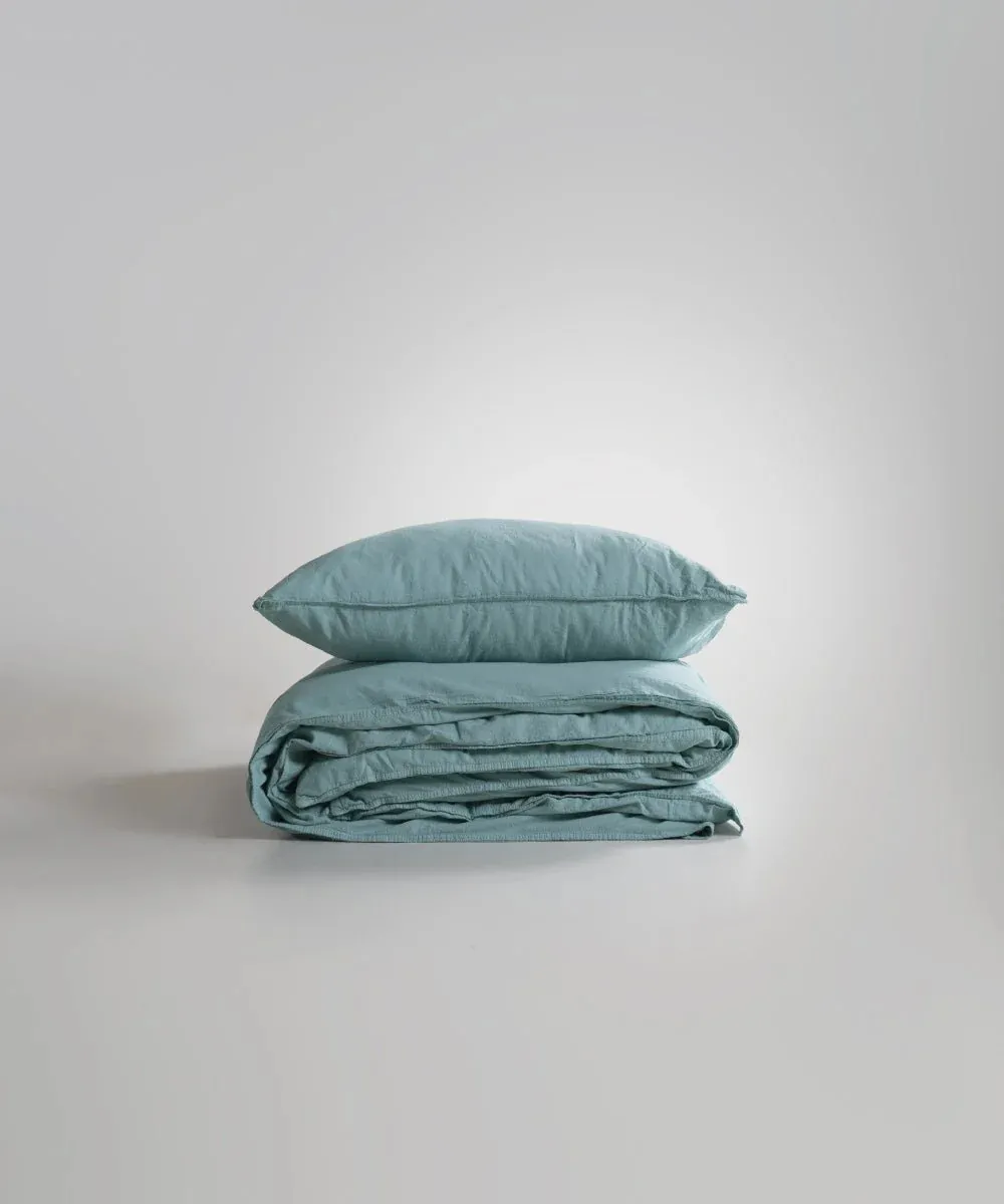Постільна білизна Stonewashed Ranforse 200 × 220 см (євро) Mineral Blue від Limasso - Зображення 7