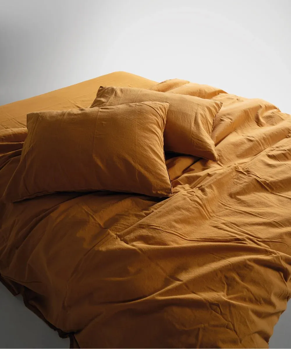 Постільна білизна Stonewashed Ranforse 200 × 220 см (євро) Mustard від Limasso - Зображення 3