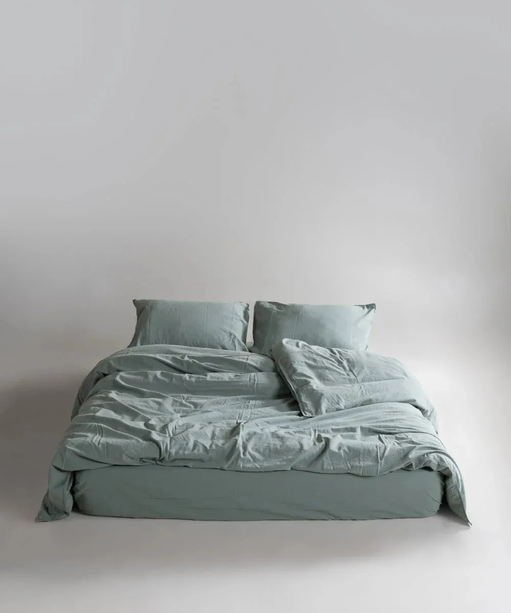 Постільна білизна Stonewashed Ranforse 200 × 220 см (євро) Natural Green від Limasso