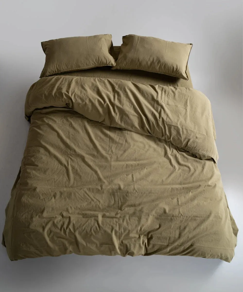 Постільна білизна Stonewashed Ranforse 160 × 220 см (полуторний) Olive від Limasso - Зображення 2