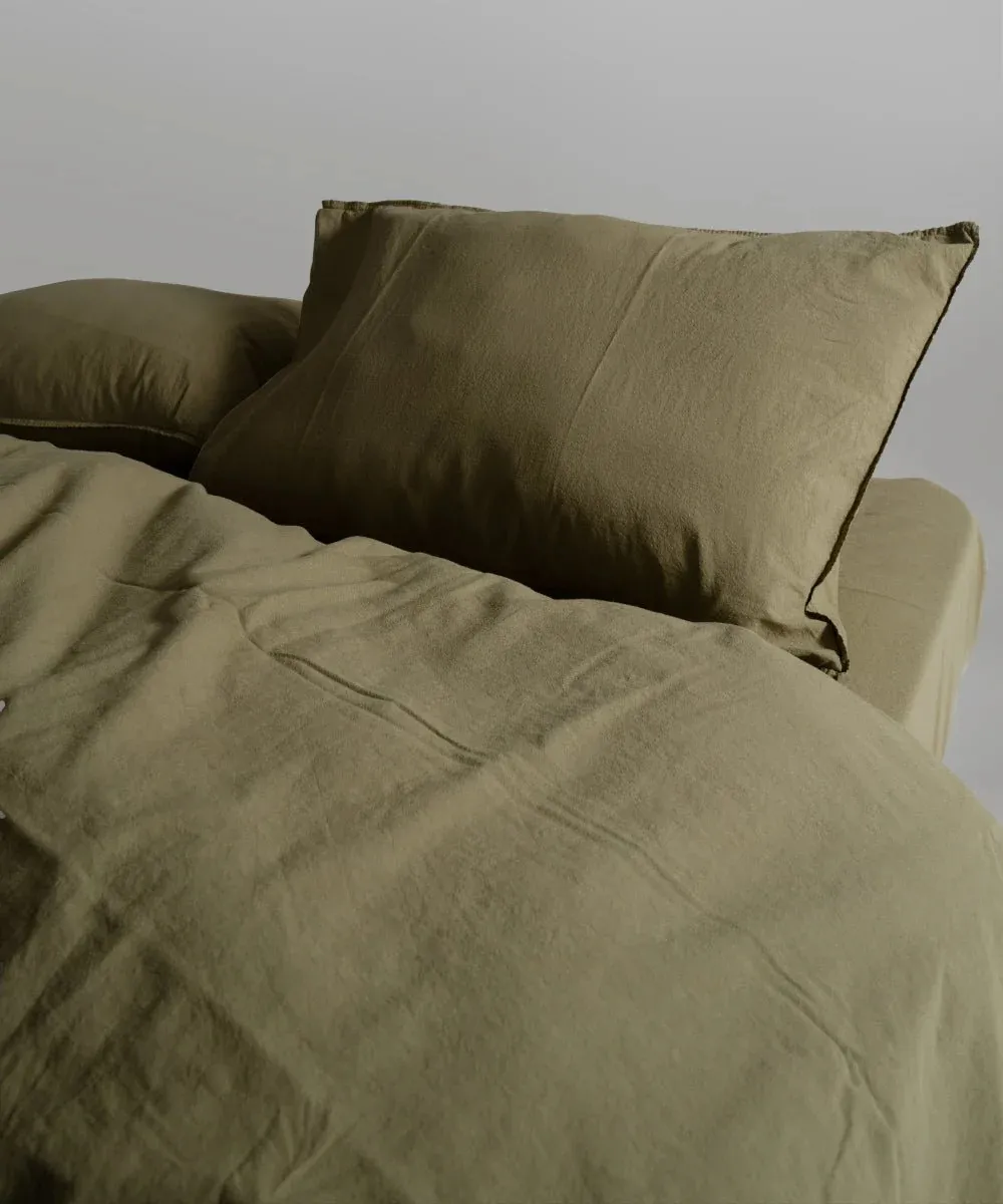 Постільна білизна Stonewashed Ranforse 160 × 220 см (полуторний) Olive від Limasso - Зображення 4