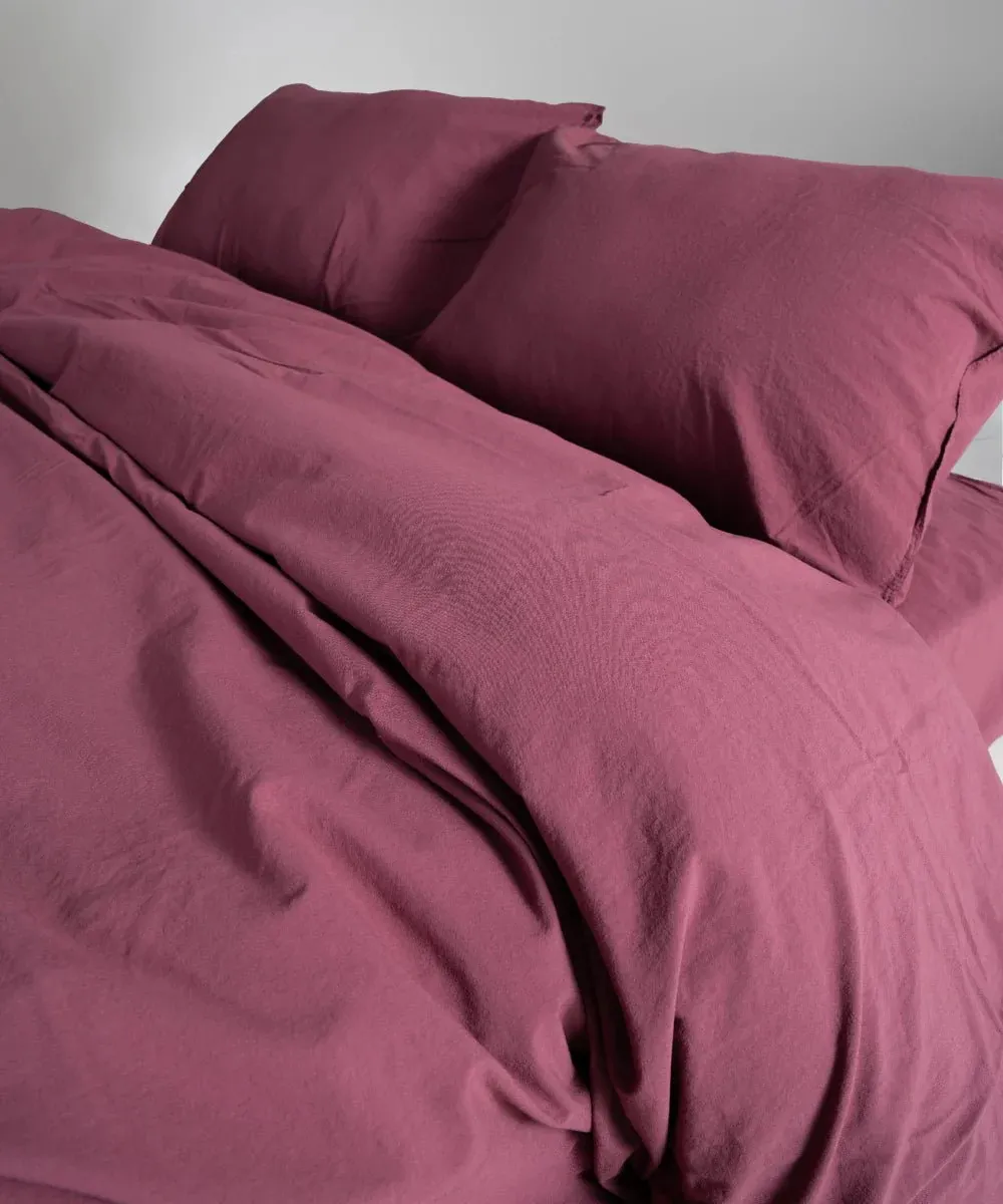 Постільна білизна Stonewashed Ranforse 160 × 220 см (полуторний) Raspberry від Limasso - Зображення 3