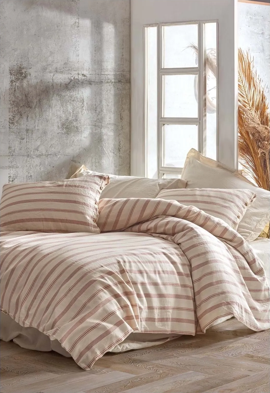 Постільна білизна Stonewashed Ranforse Naturel 200 × 220 см (євро) Solaris Kiremit від Saheser