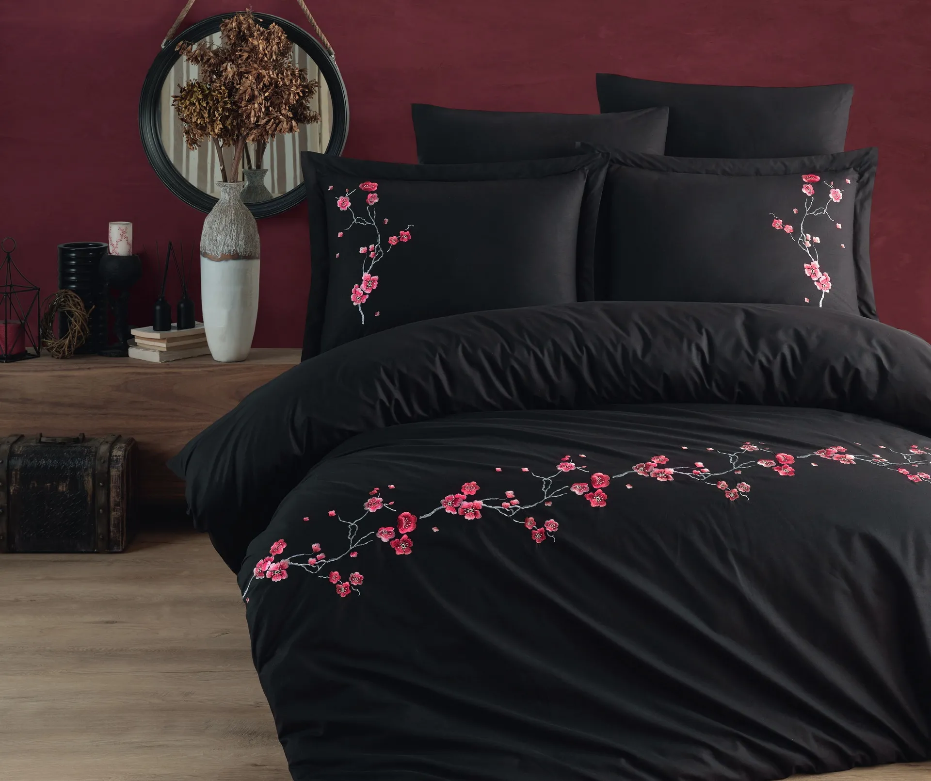 Постільна білизна Poplin 200 × 220 см (євро) Sakura Siyah від Maribor