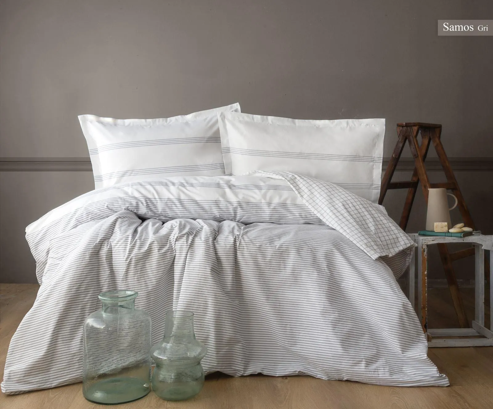 Постільна білизна Poplin 200 × 220 см (євро) Samos Gri від Pupilla