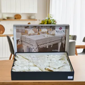 Alternative view of Скатертина Elfida Set з вишивкою 160 × 350 см, кремова +12 серветок від Selin