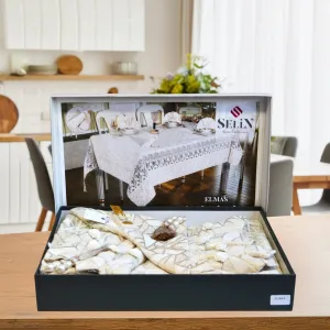 Alternative view of Скатертина Elmas Set 160 × 350 см, кремова +12 серветок від Selin