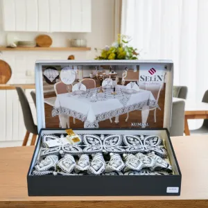 Alternative view of Лляна скатертина з ранером Kumsal Set 160 × 350 см, кремова +12 серветок від Selin