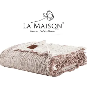 Муслінове покривало Selin 230 × 240 см Кремовий, Бежевий від La Maison
