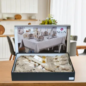 Alternative view of Скатертина Sinem Set 160 × 350 см, бежева +12 серветок від Selin