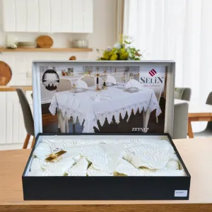 Alternative view of Лляна скатертина з ранером Zeynep Set 160 × 350 см, кремова +12 серветок від Selin