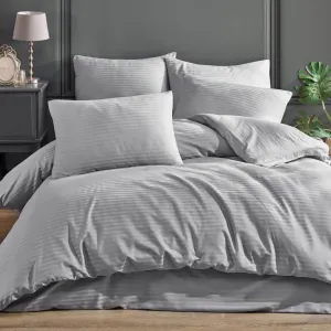 Постільна білизна Stripe Satin 200 × 220 см (євро), простирадло 180х200+30 см Silver від Charlotte