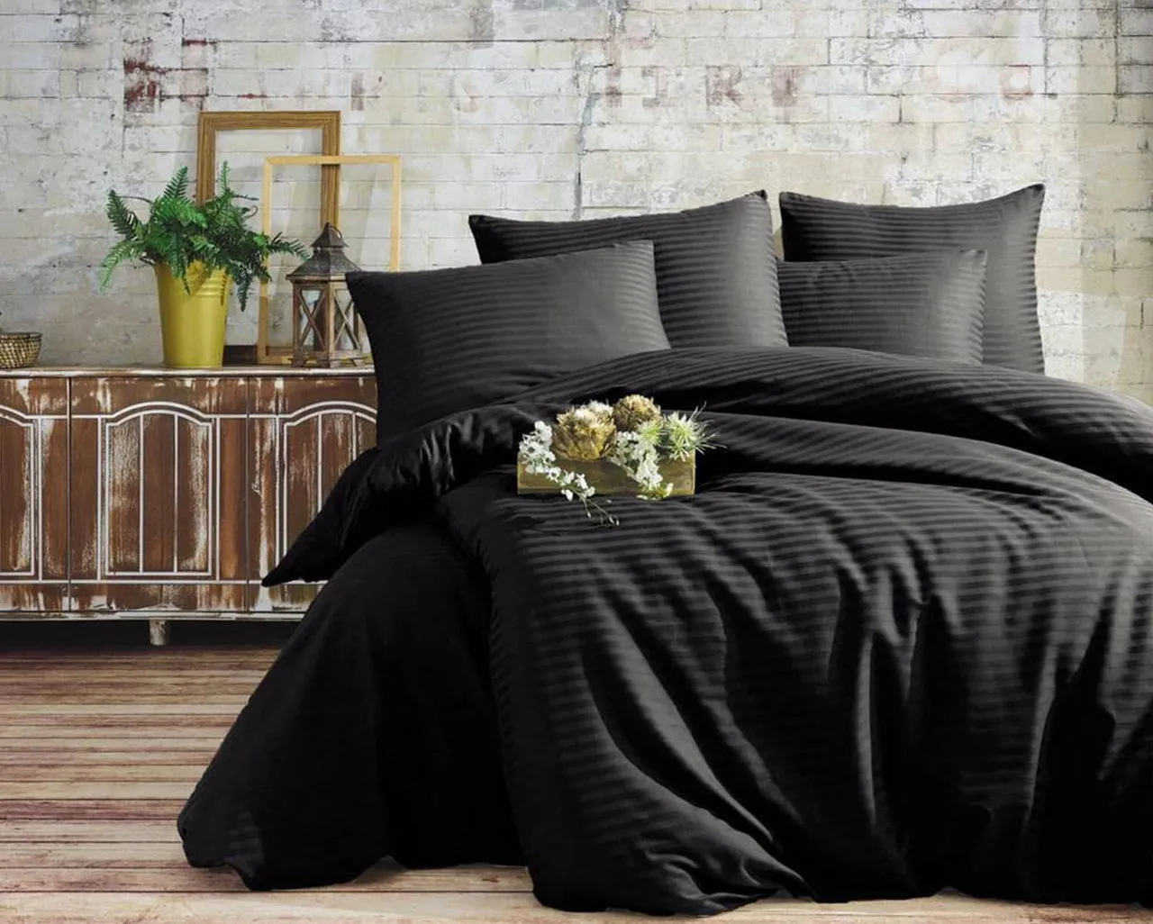 Постільна білизна Stripe Satin 200 × 220 см (євро) Siyah від Charlotte