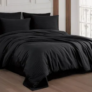Постільна білизна Stripe Satin 160 × 220 см Siyah від Cotton Shine