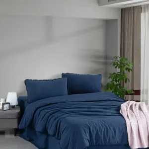Постільна білизна Stonewashed Ranforse Soho Firfirli 200 × 220 см (євро) Lacivert від Şikel