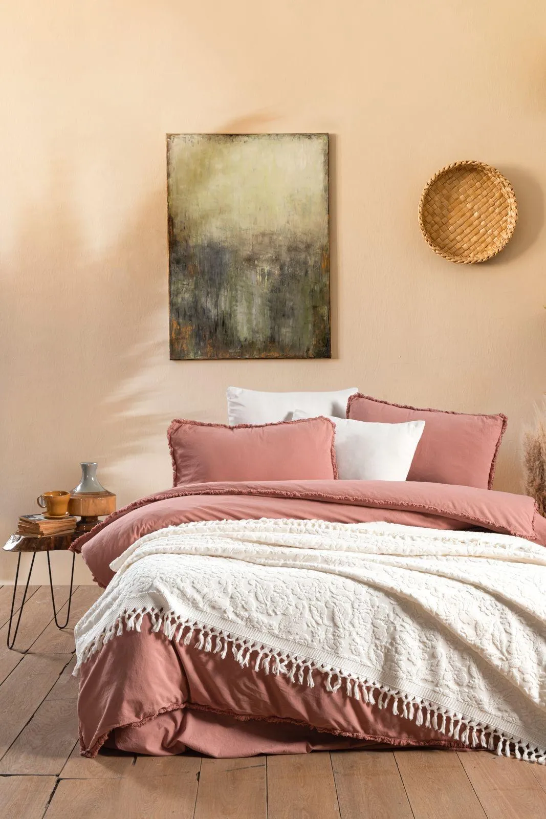 Постільна білизна Stonewashed Ranforse Soho Firfirli 200 × 220 см (євро) Rose від Şikel