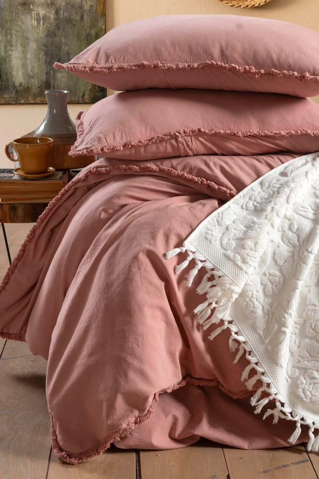 Постільна білизна Stonewashed Ranforse Soho Firfirli 200 × 220 см (євро) Rose від Şikel - Зображення 2