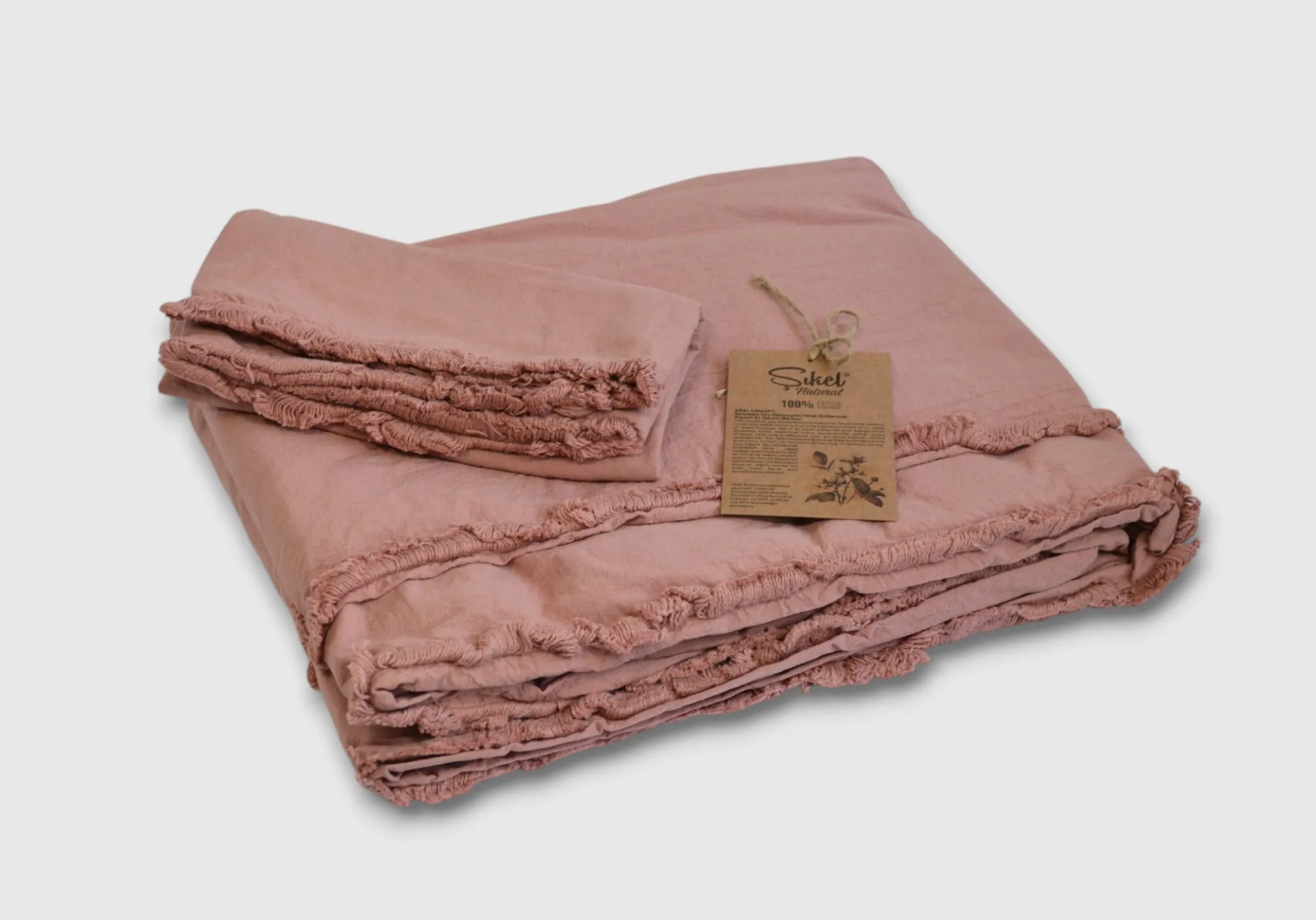 Постільна білизна Stonewashed Ranforse Soho Firfirli 200 × 220 см (євро) Rose від Şikel - Зображення 4