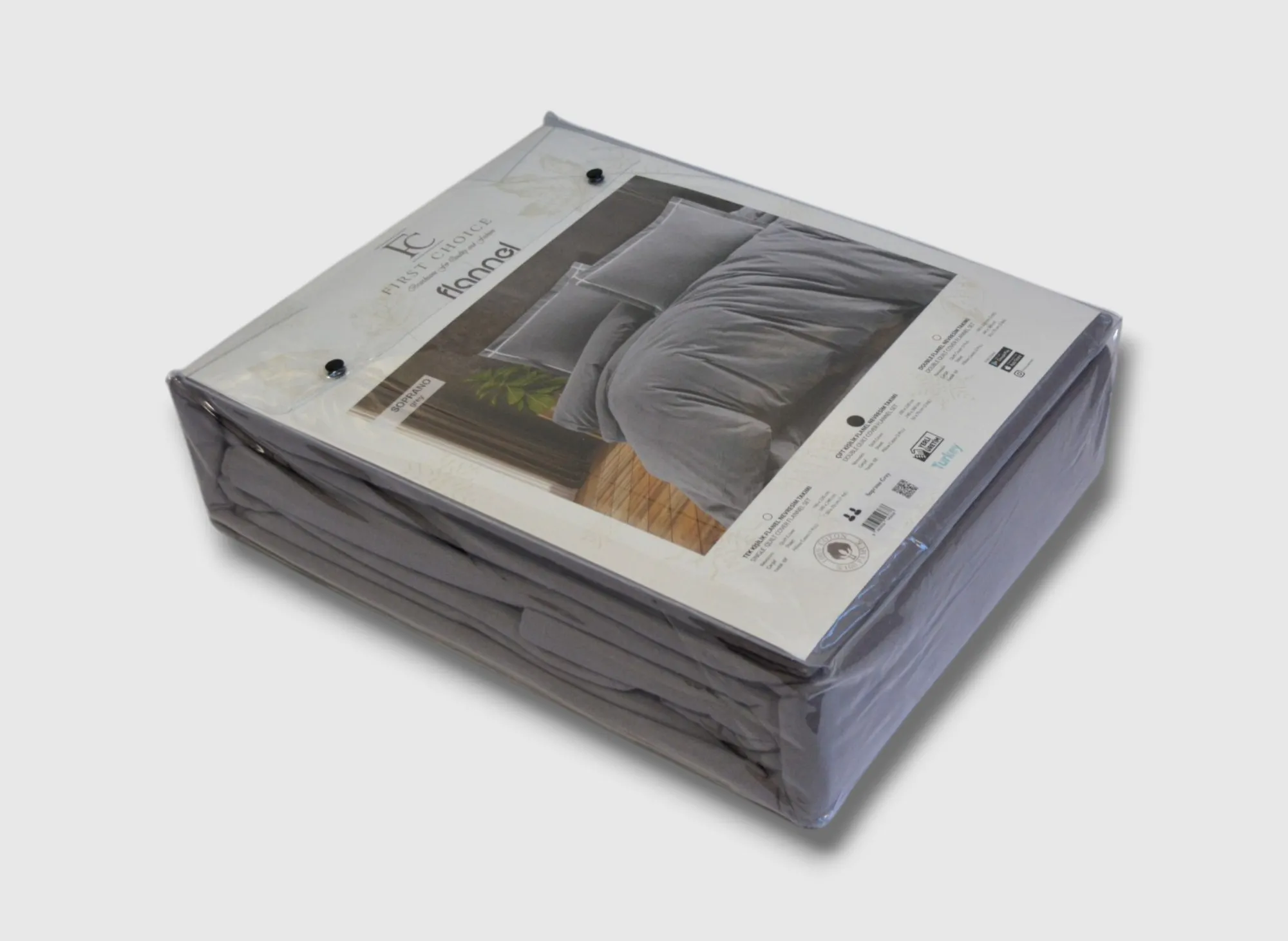Комплект постільної білизни Flanel 200 × 220 см (євро) Soprano Grey від First Choice - Зображення 2