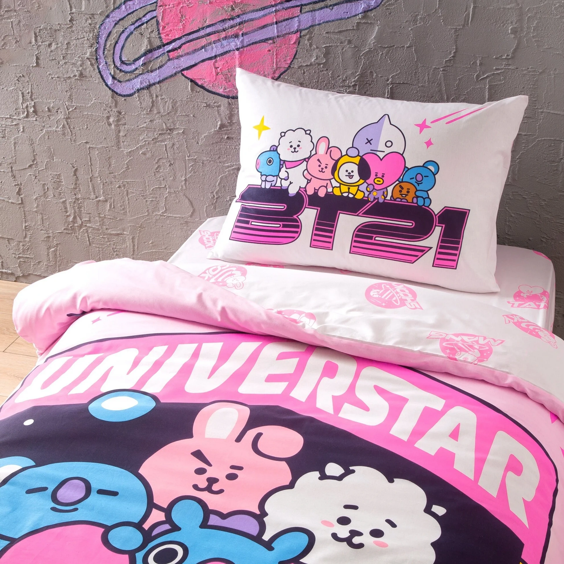 Постільна білизна Disney 160 × 220 см (полуторний) BT21 Universtar від TAC - Зображення 2