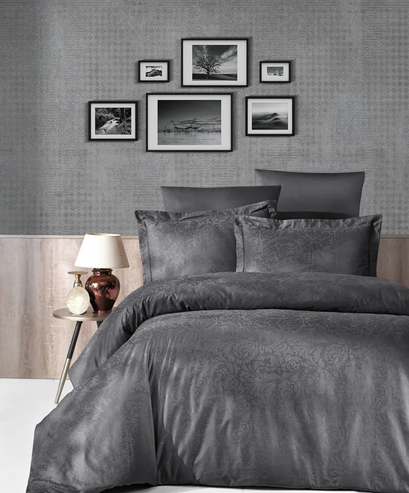Постільна білизна Jacquard Satin DARK 200 × 220 см (євро) Tecna Anthracite від First Choice