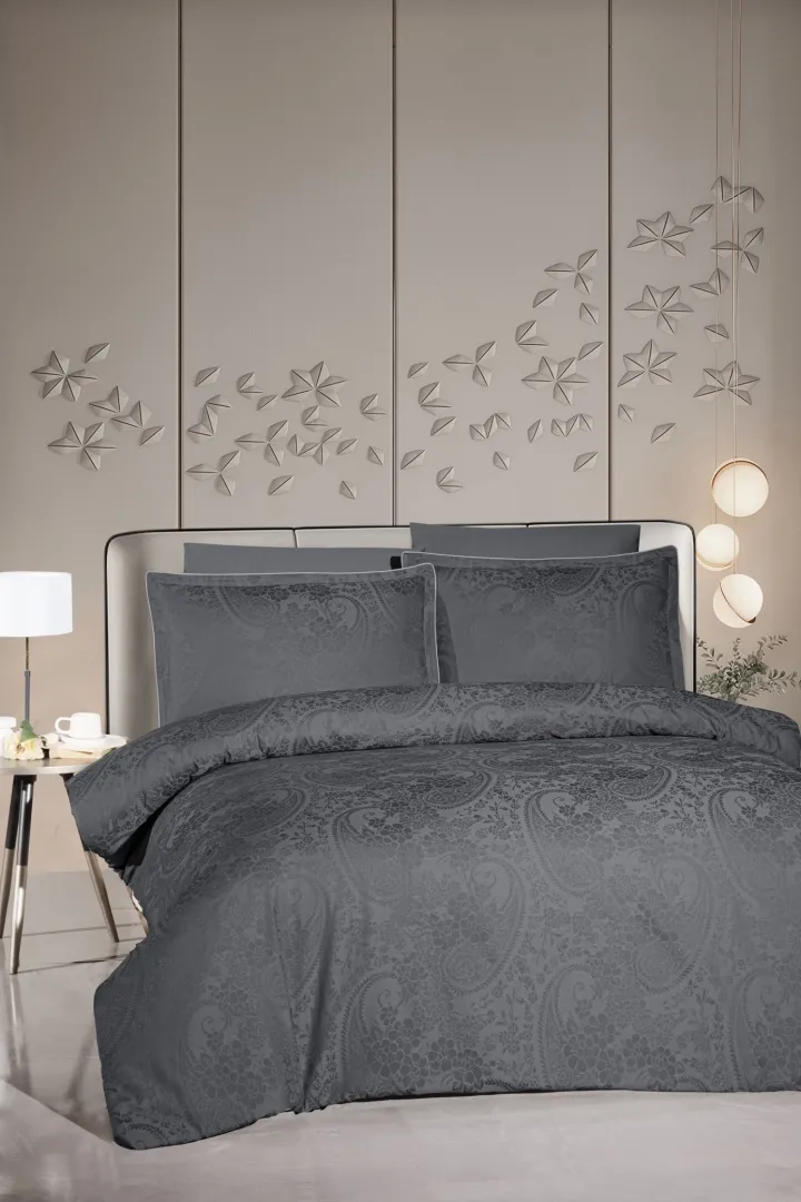 Постільна білизна Premium Satin 200 × 220 см (євро) Tracy Steel Grey від La Romano
