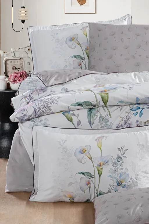 Постільна білизна Premium Satin 200 × 220 см (євро) Tunar Grey від La Romano - Зображення 2