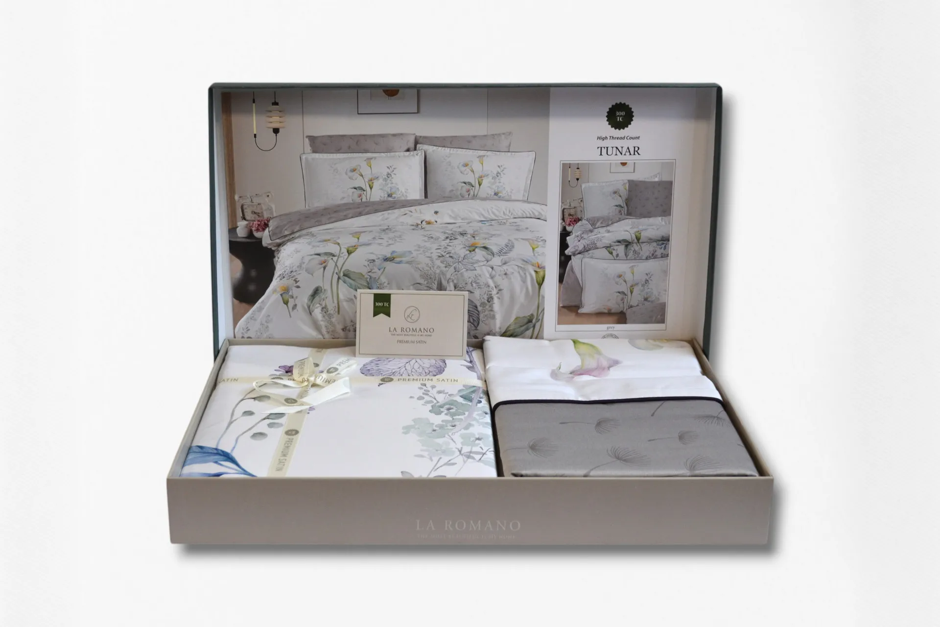 Постільна білизна Premium Satin 200 × 220 см (євро) Tunar Grey від La Romano - Зображення 6