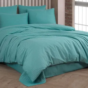 Постільна білизна Stripe Satin 160 × 220 см Turkuaz від Cotton Shine