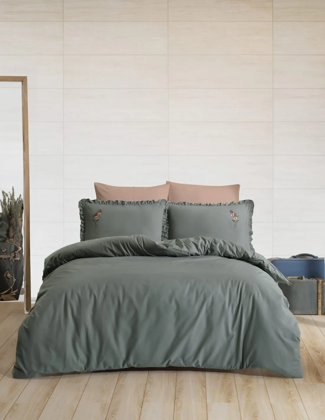 Постільна білизна з вишивкою Ranforce Prima 200 × 220 см (євро) Valentino Green від Turkiz