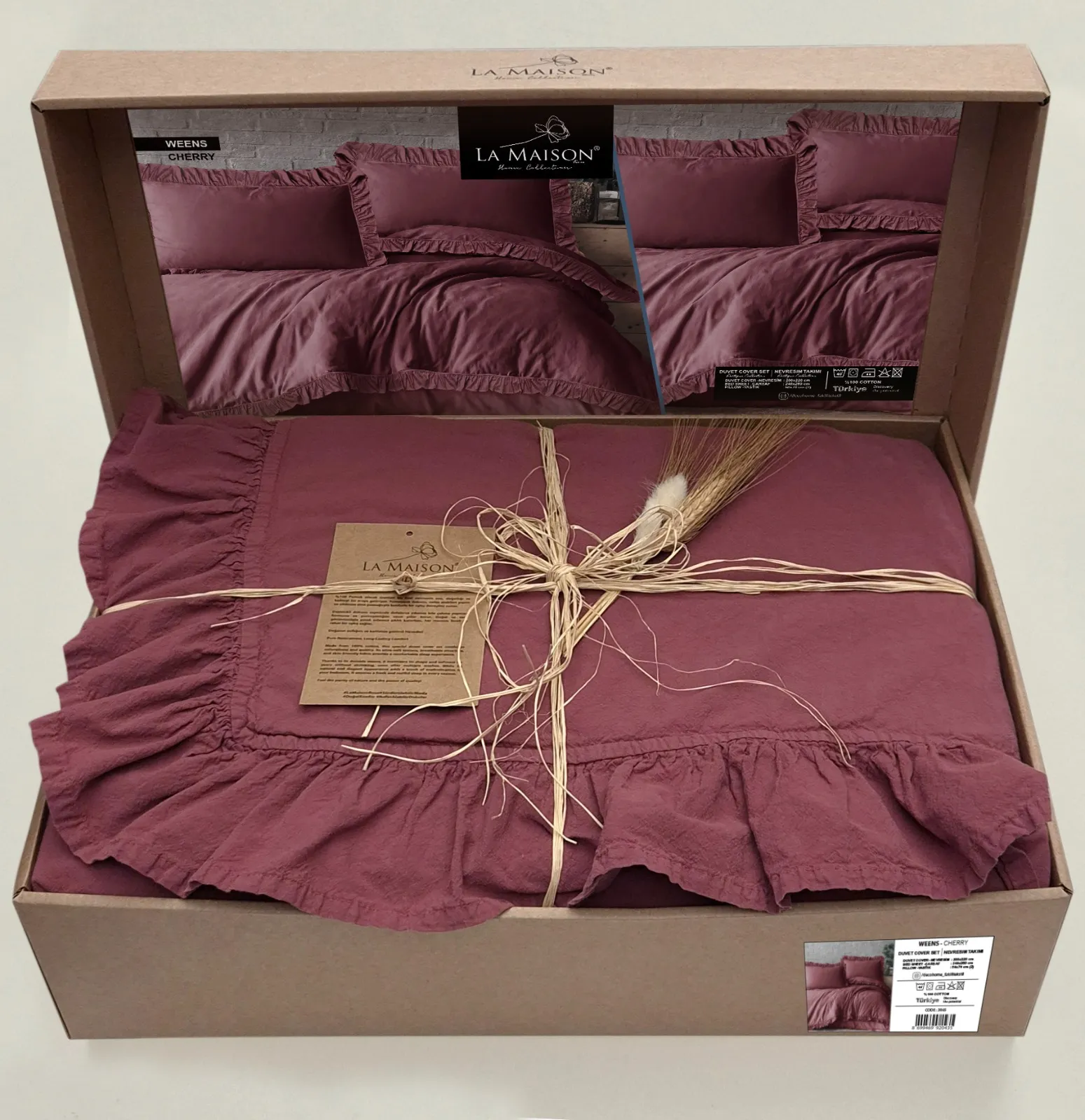 Постільна білизна Stonewashed 200 × 220 см (євро) Weens Cherry від La Maison - Зображення 4