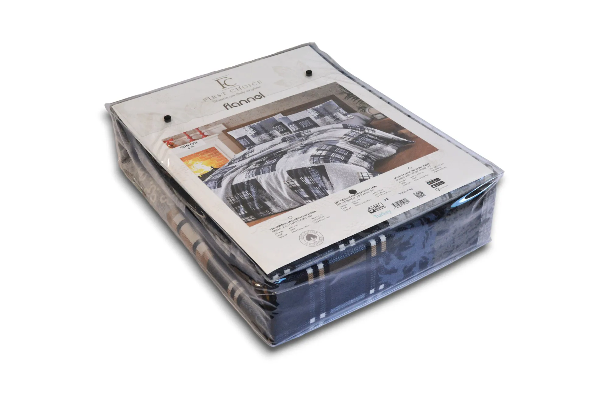 Комплект постільної білизни Flanel 200 × 220 см (євро) Winter Grey від First Choice - Зображення 6