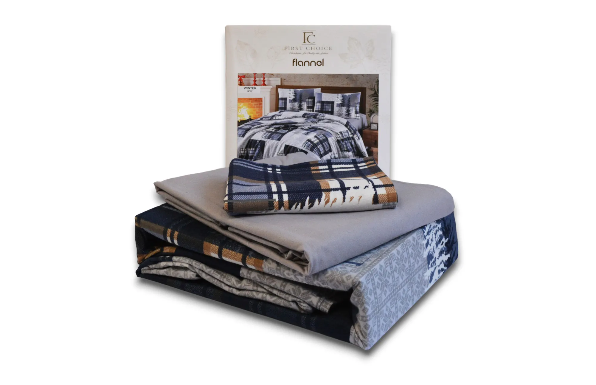 Комплект постільної білизни Flanel 200 × 220 см (євро) Winter Grey від First Choice - Зображення 5