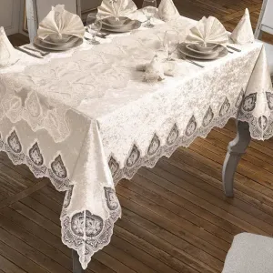 Велюрова скатертина з ранером Azra Set 160 × 220 см +12 серветок від Selin