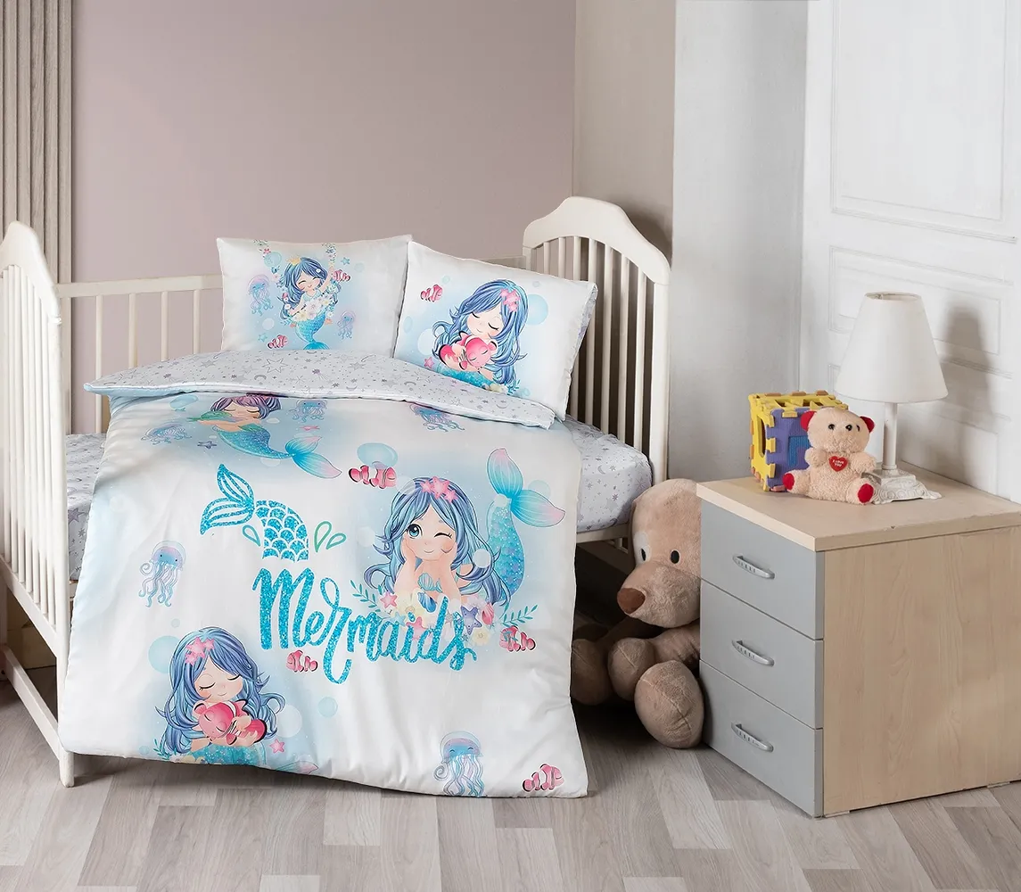 Постільна білизна для новонароджених Baby Digital Satin 100 × 150 см Mermaid від First Choice
