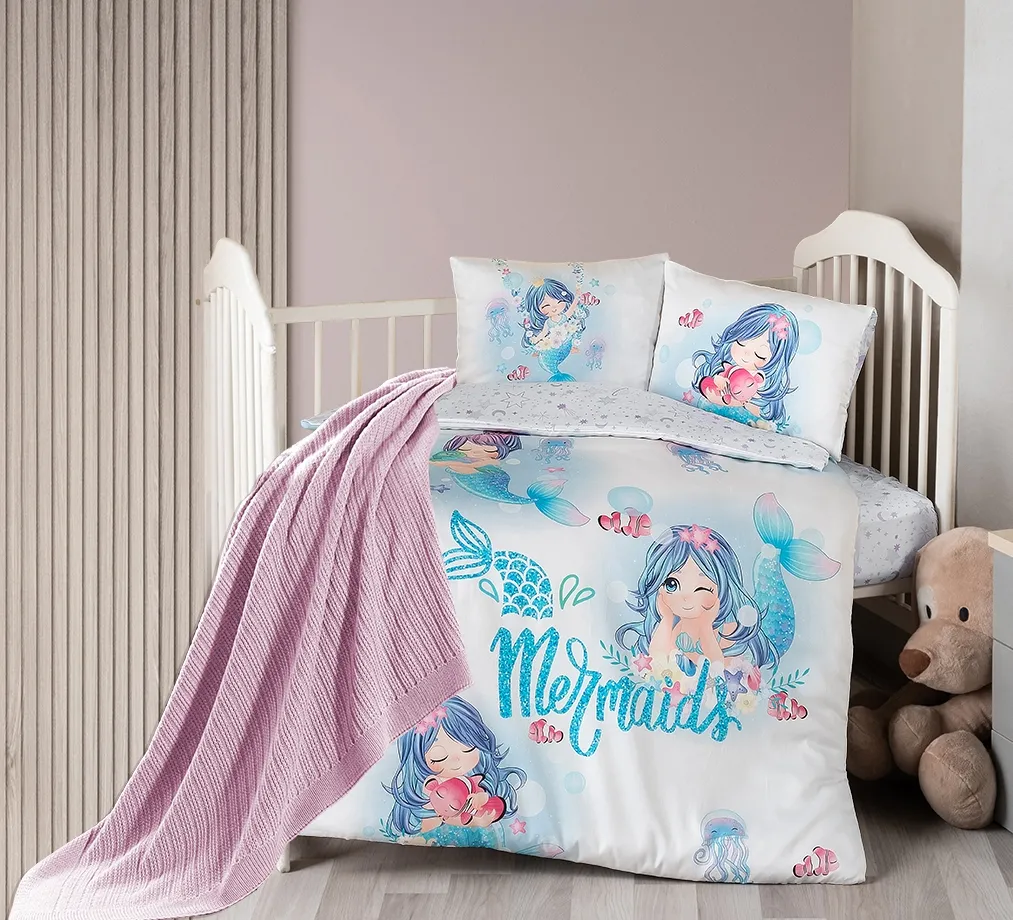 Постільна білизна для новонароджених з пледом Baby Digital Satin Nirvana 100 × 150 см Mermaid від First Choice