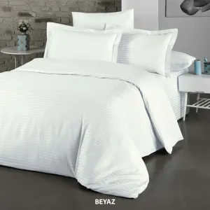 Постільна білизна Stripe Satin 160 × 220 см Beyaz від Cotton Shine