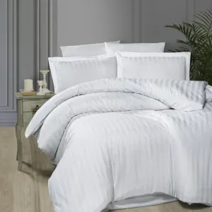 Постільна білизна Cotton Satin 160 × 220 см (полуторний) Broad Line White від First Choice