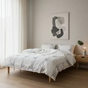 Постільна білизна Stonewashed 200 × 220 см (євро) Butterfly Snow White від Limasso