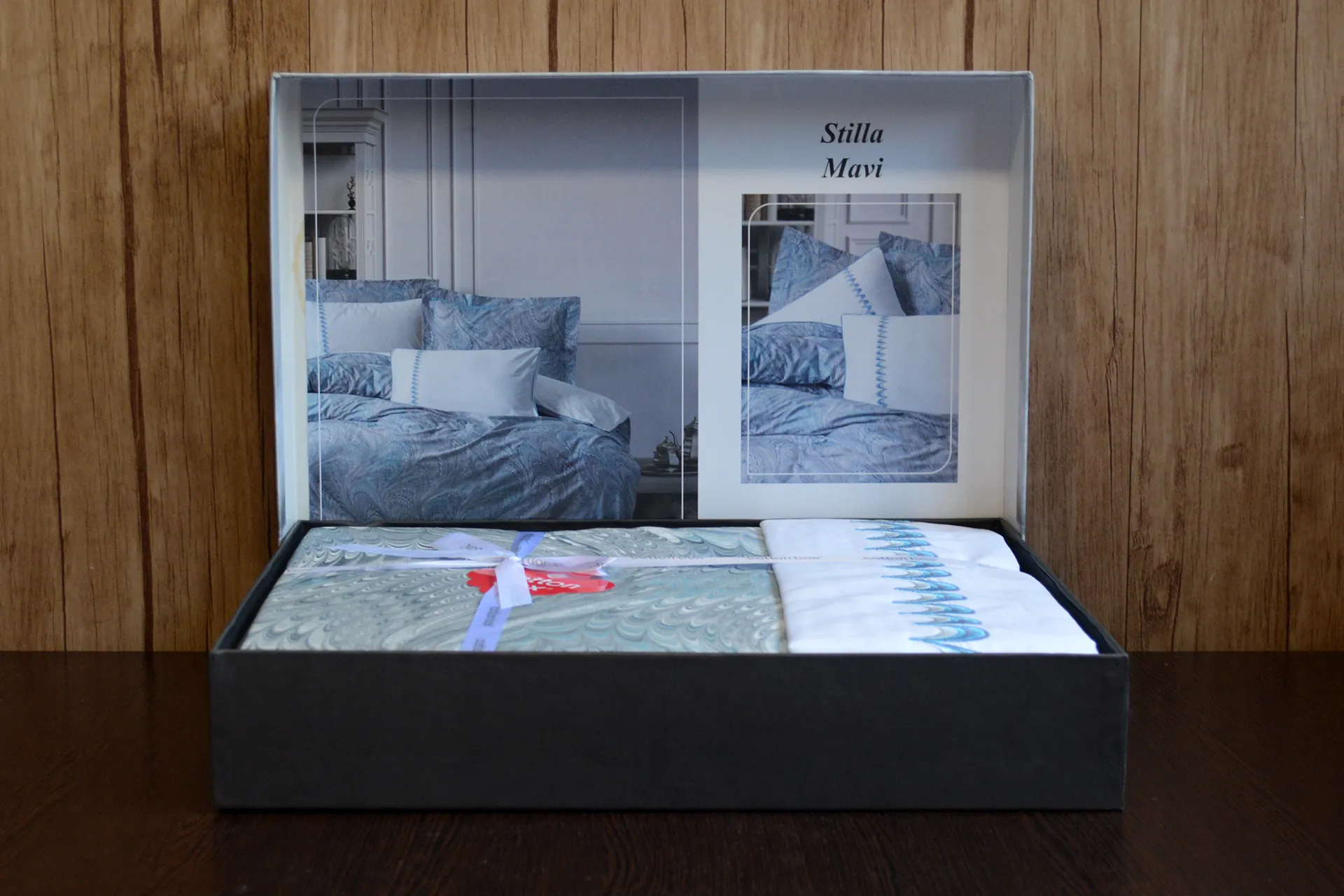 Комплект постільної білизни Elite Saten 200 × 220 см (євро) Stilla Mavi від Cotton Box - Зображення 4