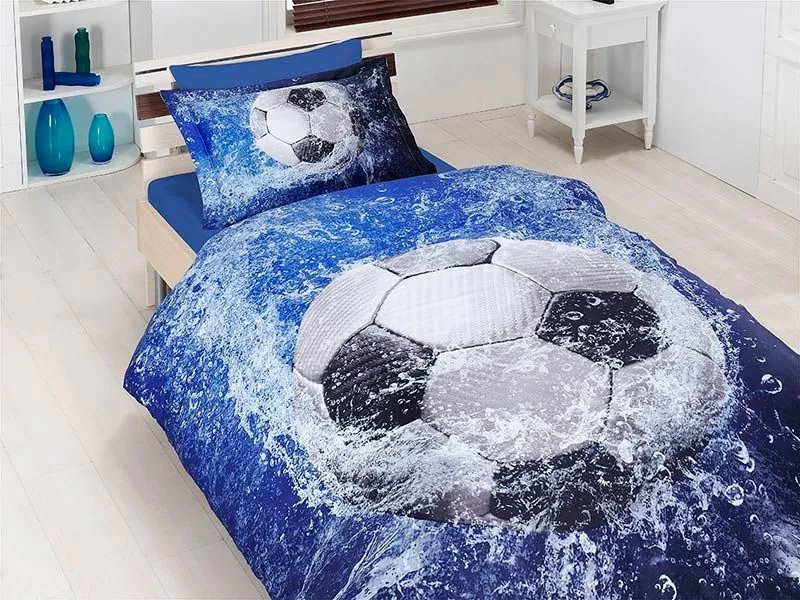 Постільна білизна 3D Satin 160 × 220 см (полуторний) Football від First Choice