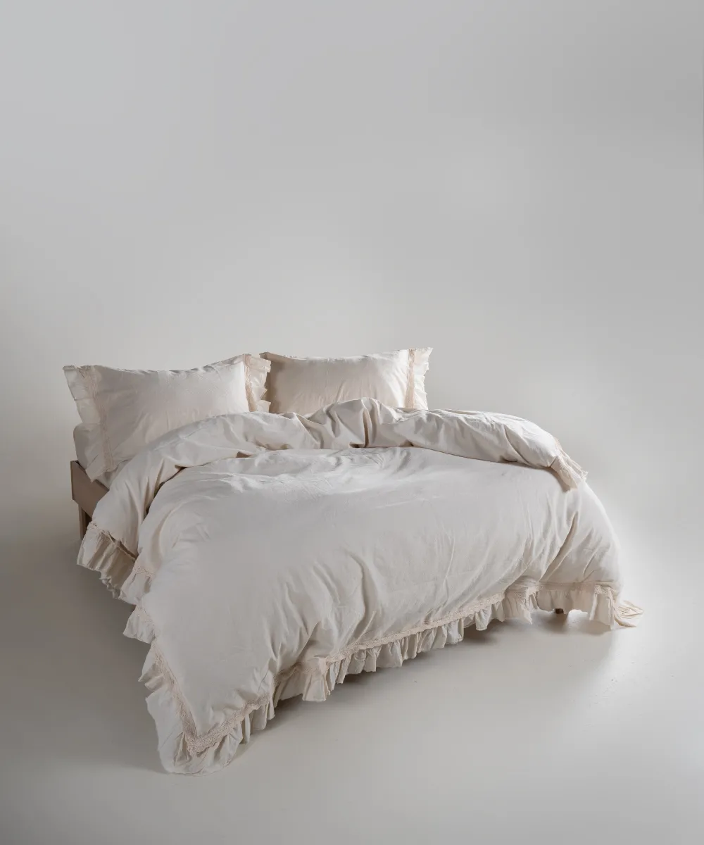 Постільна білизна Stonewashed Francesca 200 × 220 см (євро) Cream від Limasso - Зображення 2