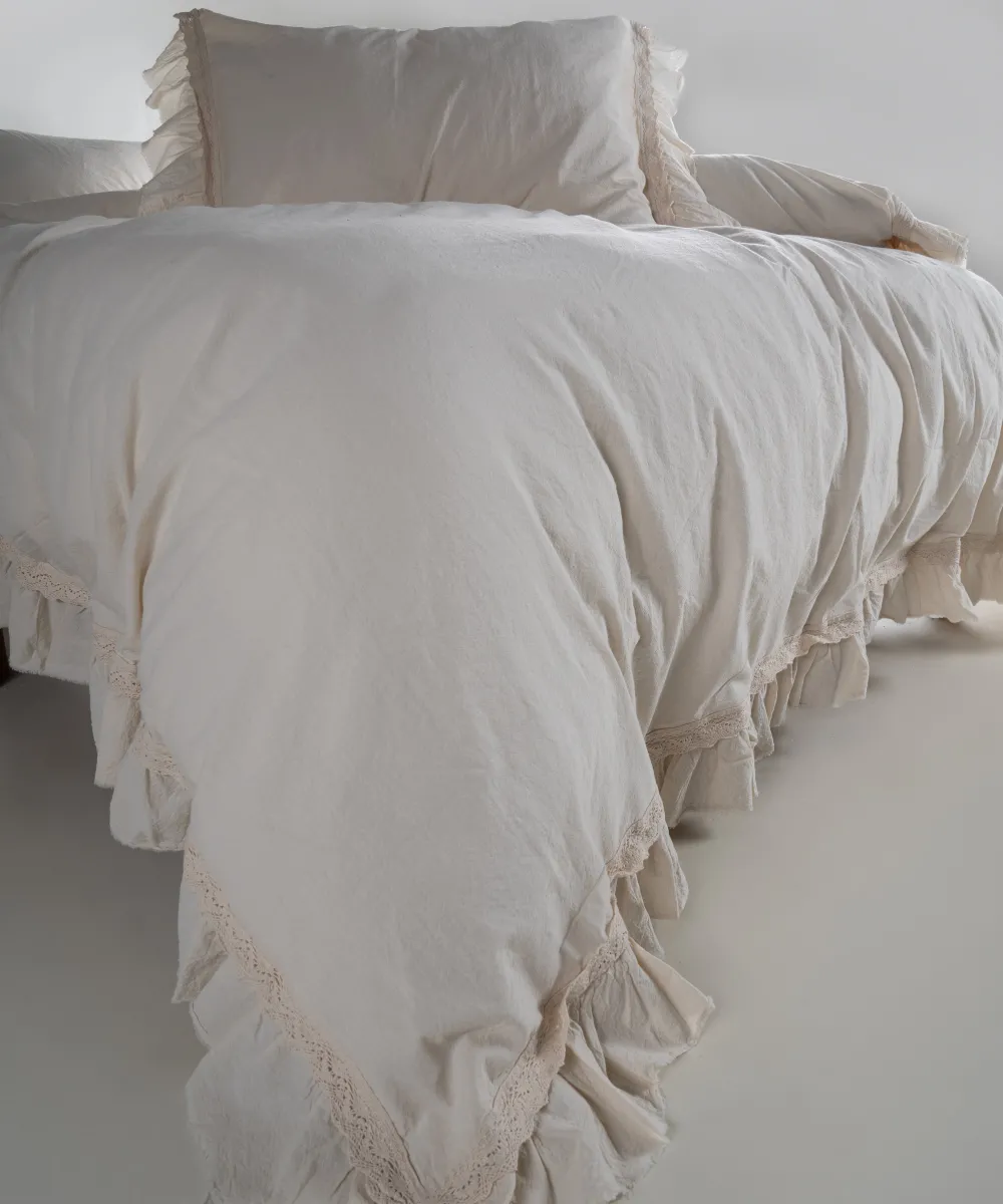 Постільна білизна Stonewashed Francesca 200 × 220 см (євро) Cream від Limasso - Зображення 4