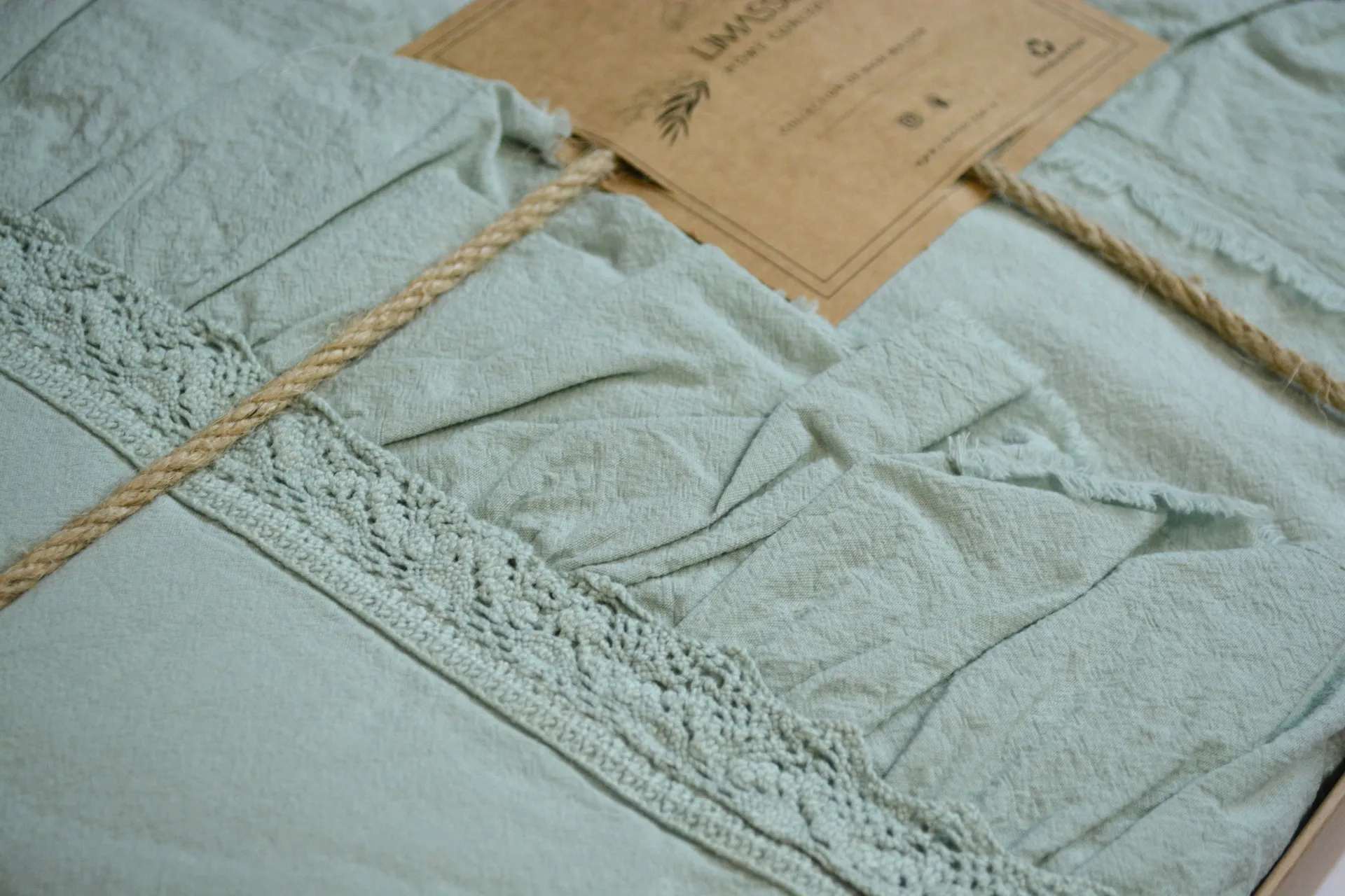 Постільна білизна Stonewashed Francesca 200 × 220 см (євро) Mint від Limasso - Зображення 7